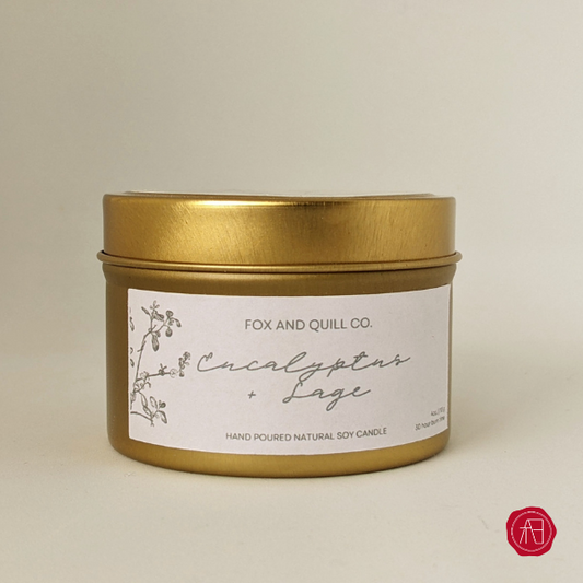 Eucalyptus sage soy candle by Fox and Quil