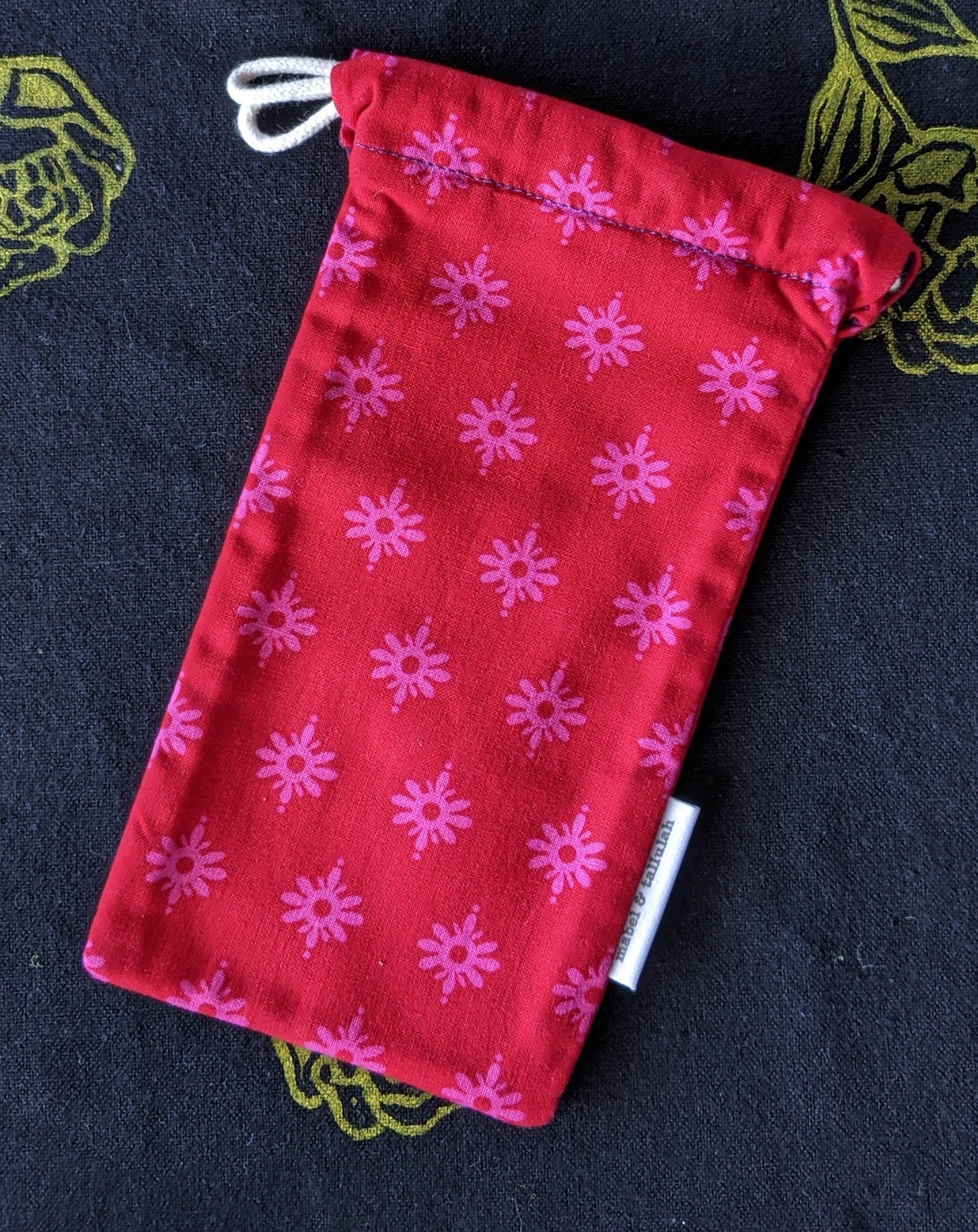 Flower on red sunglasses cover mini pouch by The Arthly Box