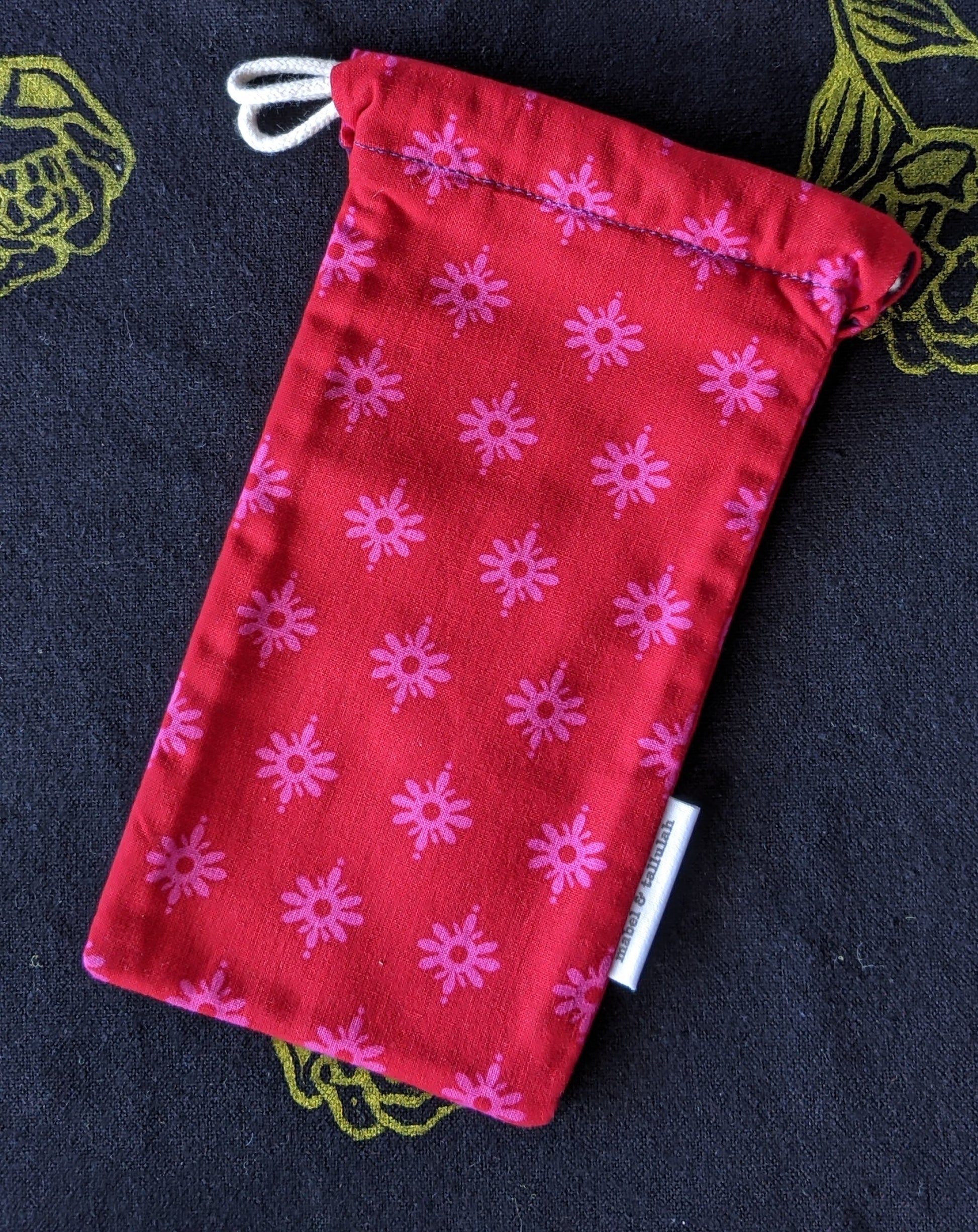 Flower on red sunglasses cover mini pouch by The Arthly Box