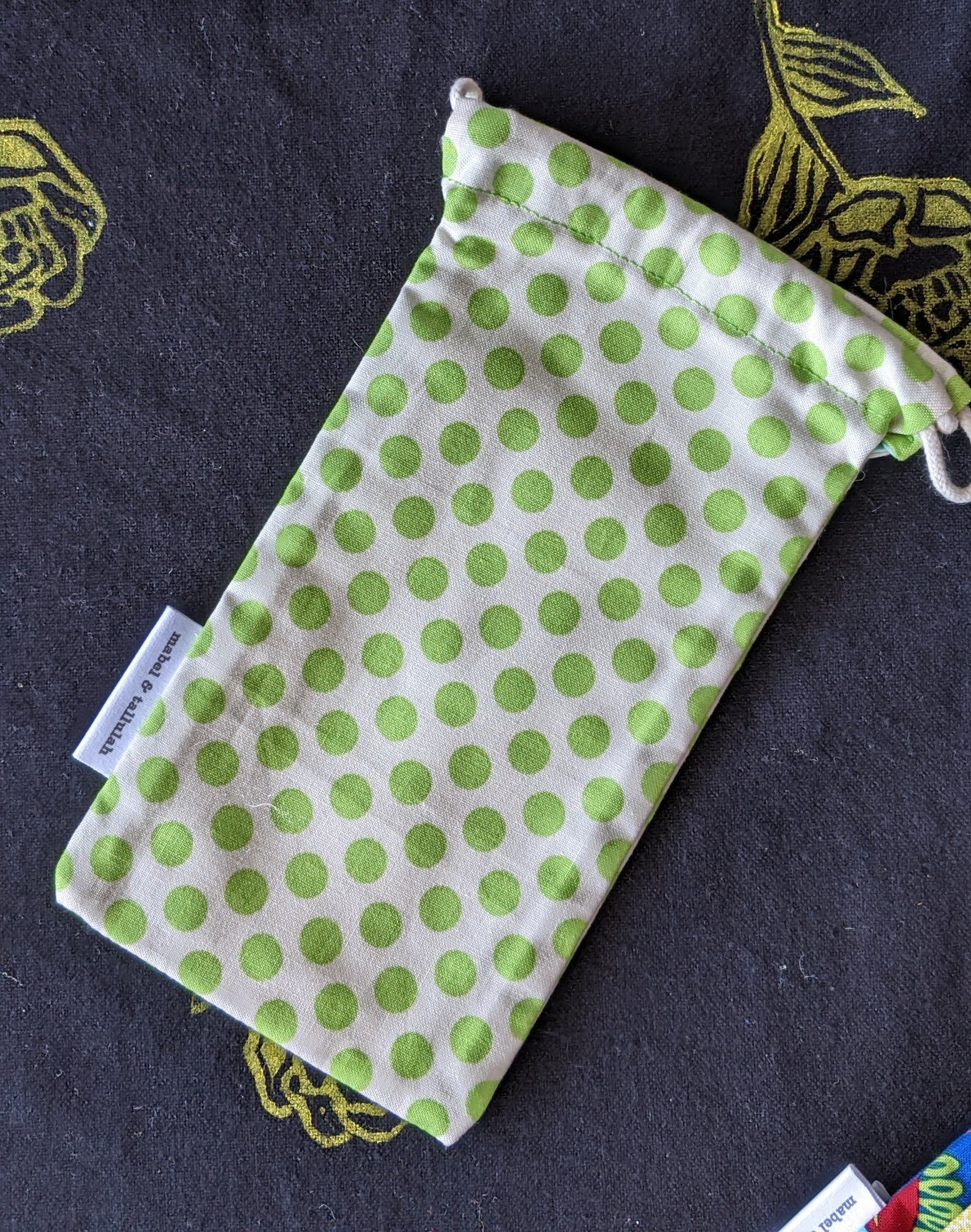 Green polka dots sunglasses cover mini pouch by The Arthly Box