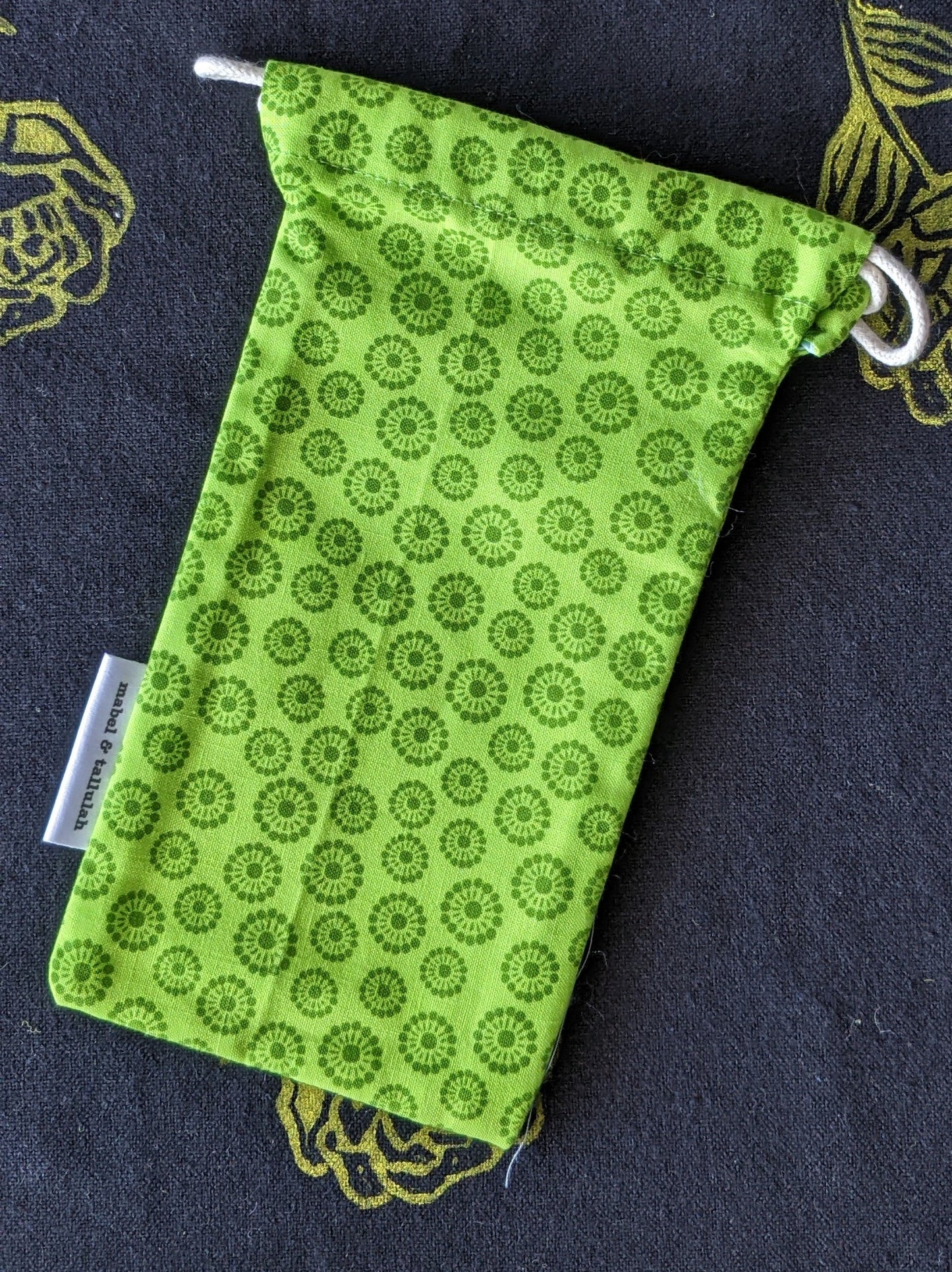 Green wheel pattern  sunglasses cover mini pouch by The Arthly Box
