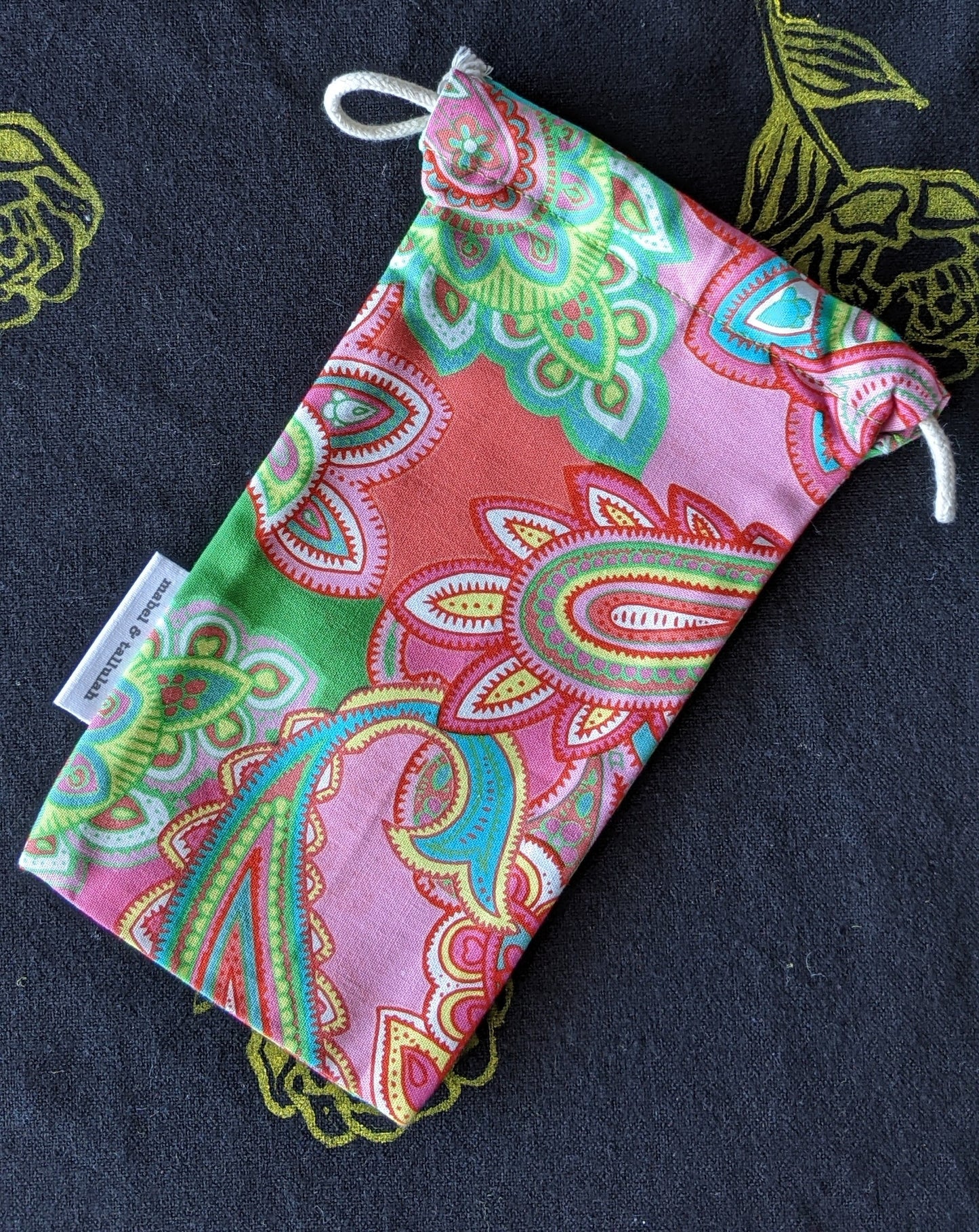 Pink green motif sunglasses cover mini pouch by The Arthly Box