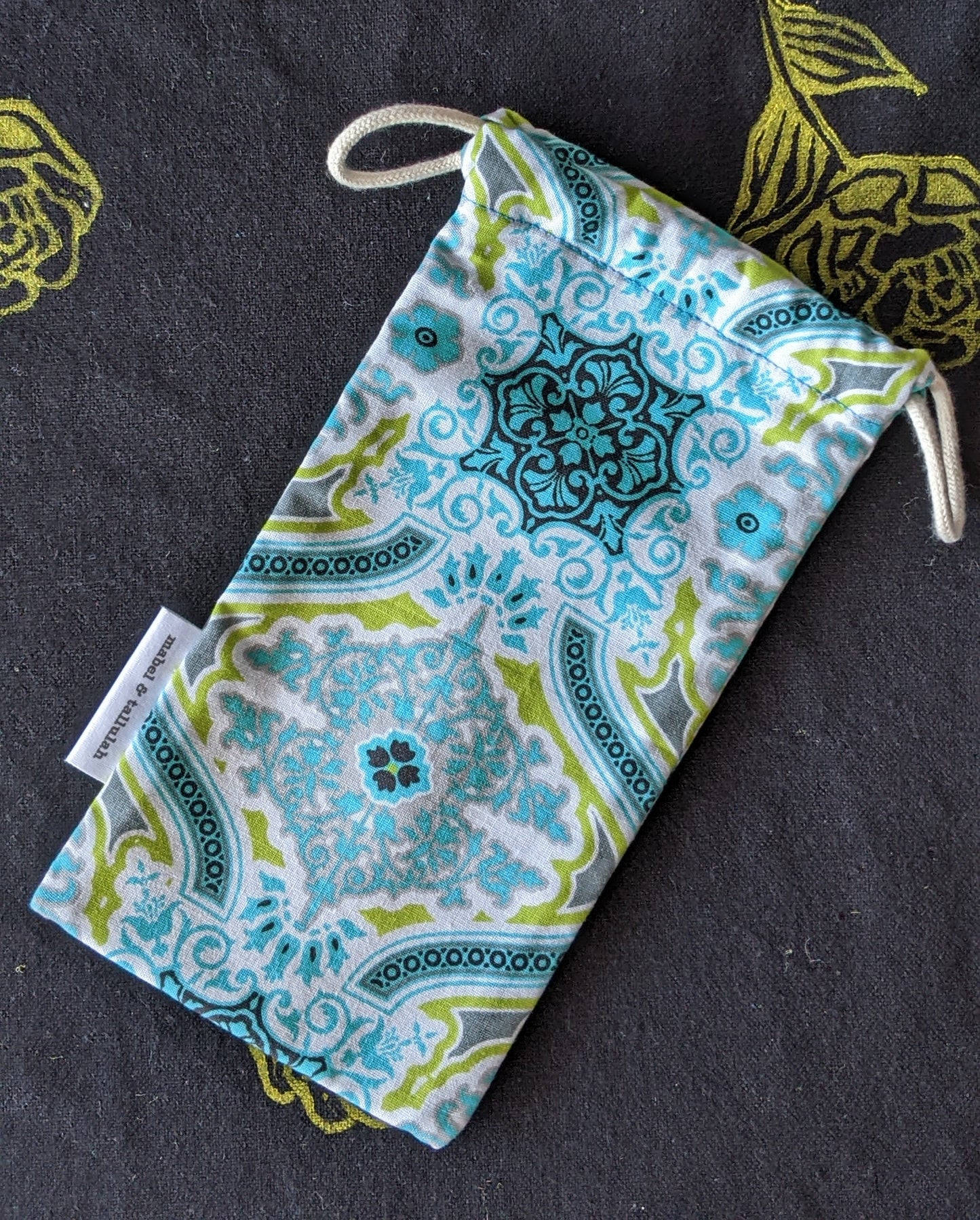 Blue yellow pattern sunglasses cover mini pouch by The Arthly Box
