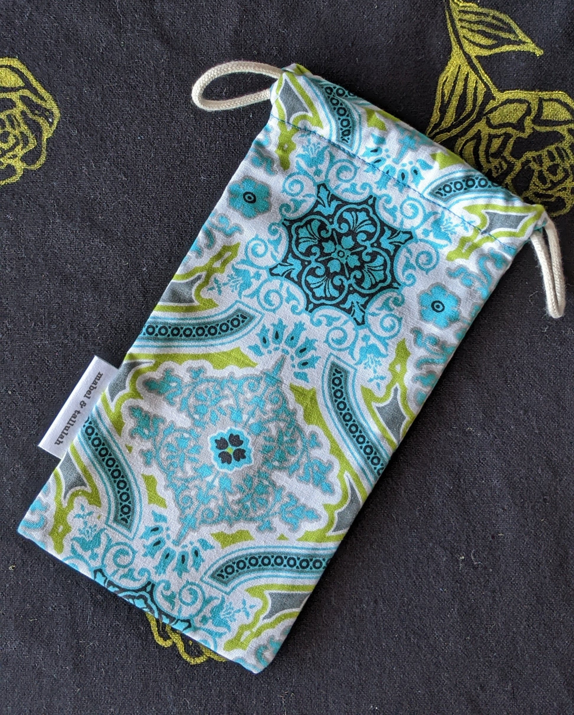 Blue yellow pattern sunglasses cover mini pouch by The Arthly Box