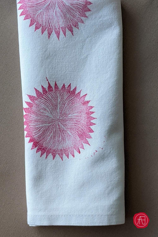 Hand printed | Block printed protea towels with hanging loop
