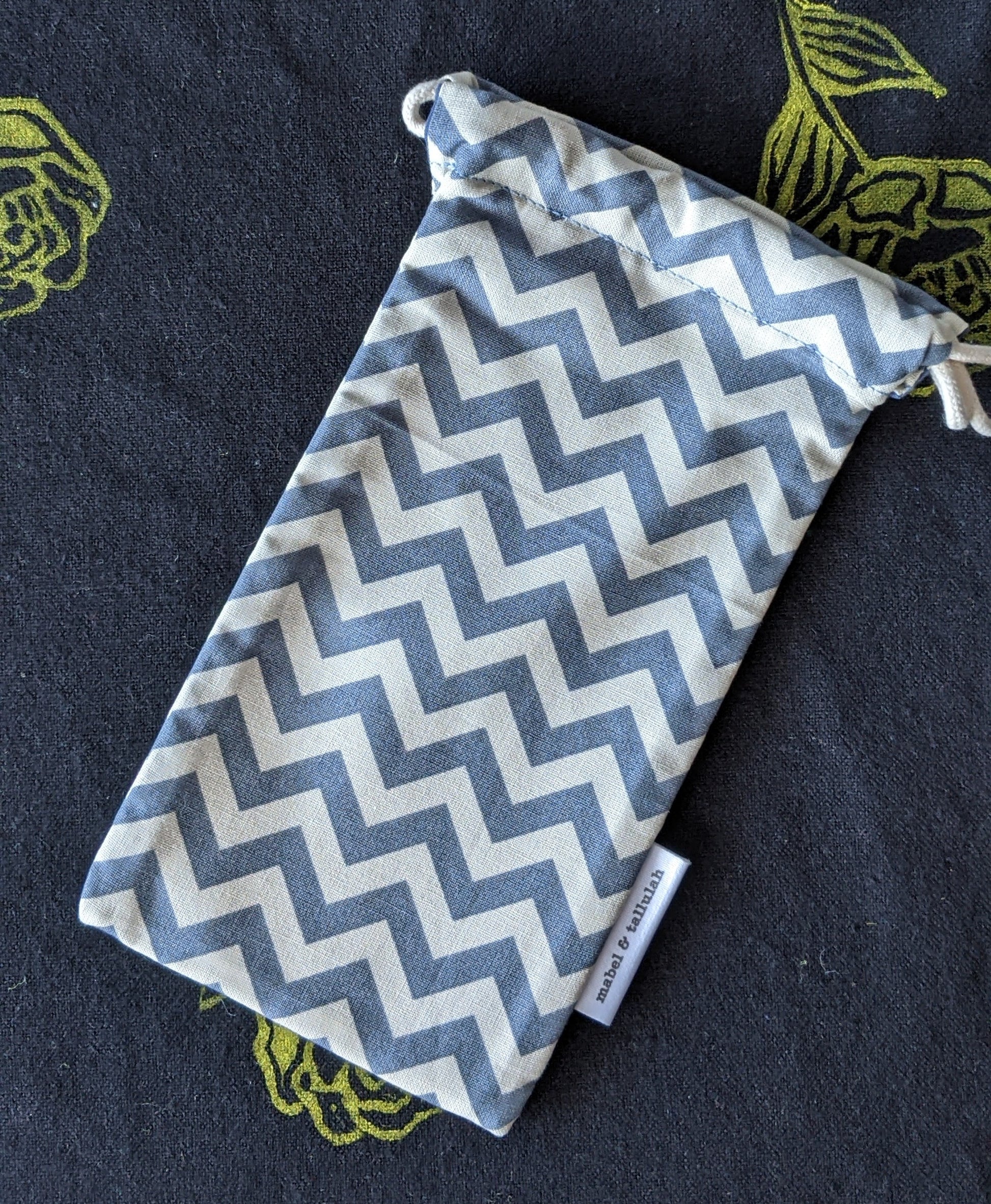 Grey white zigzag sunglasses cover mini pouch by The Arthly Box