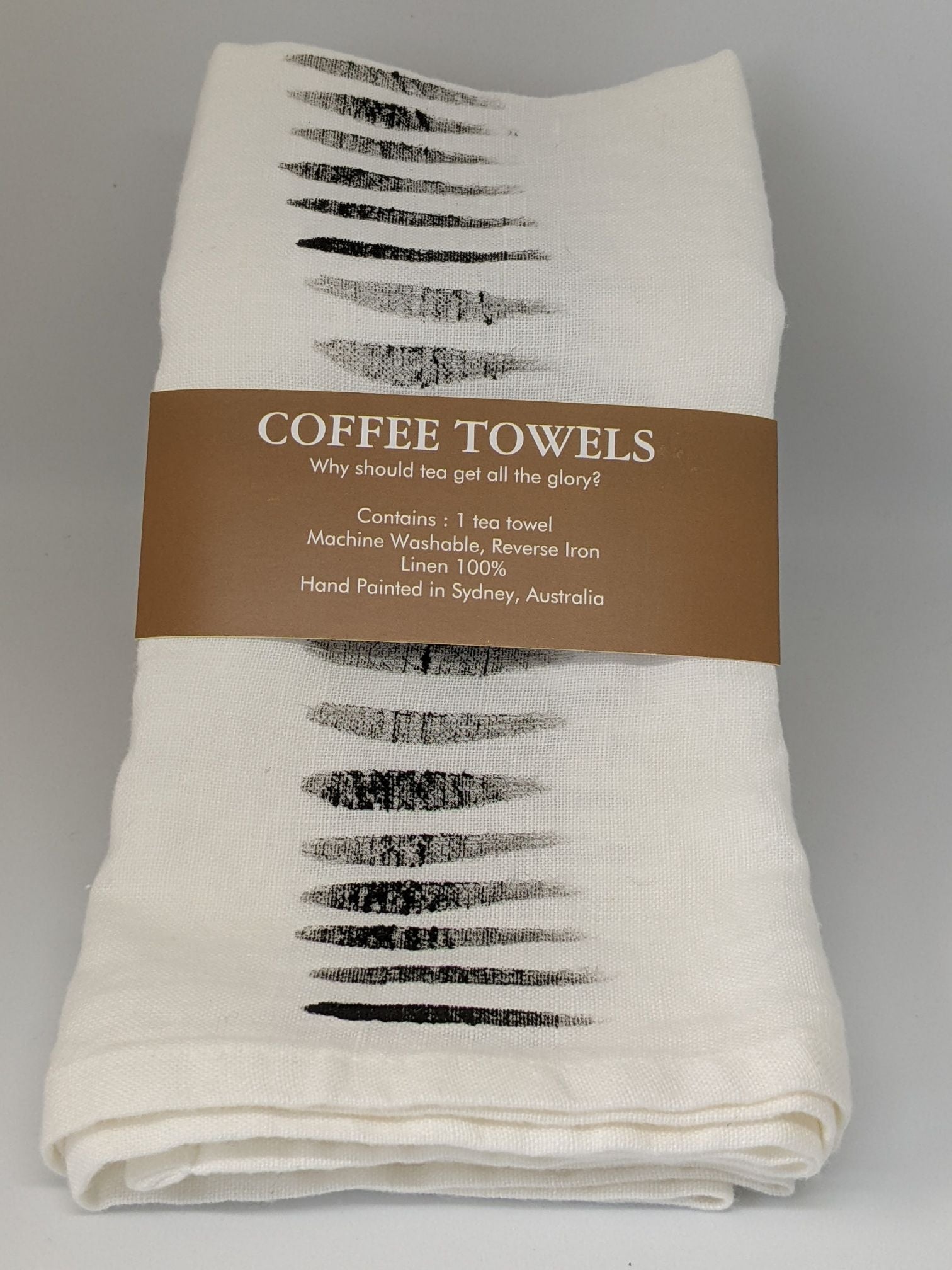 Hand dyed black and white linen coffee towels