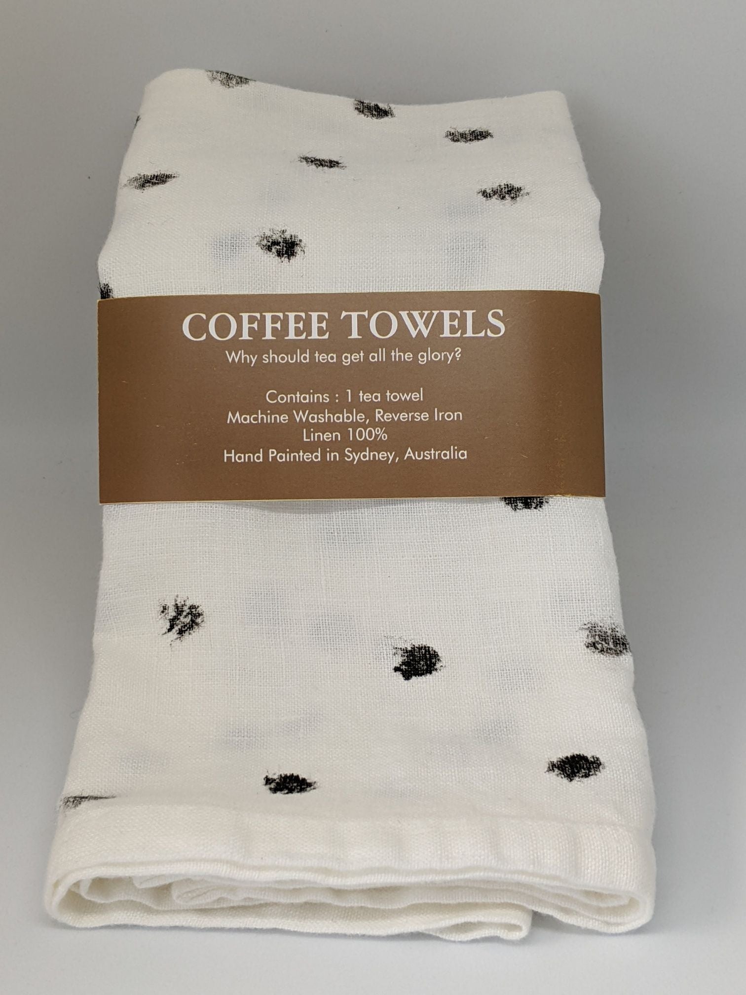 Hand dyed black and white linen coffee towels