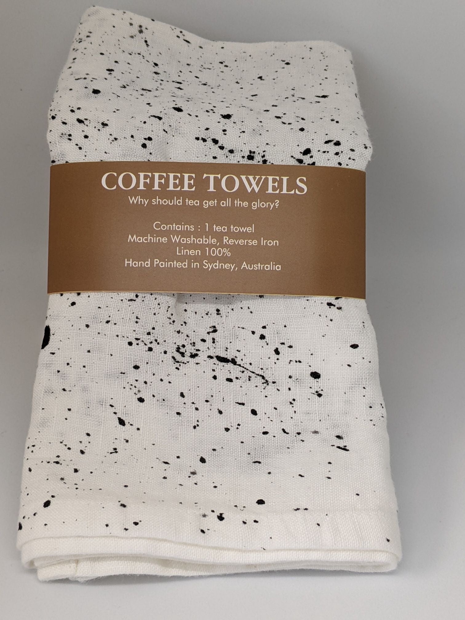 Hand dyed black and white linen coffee towels