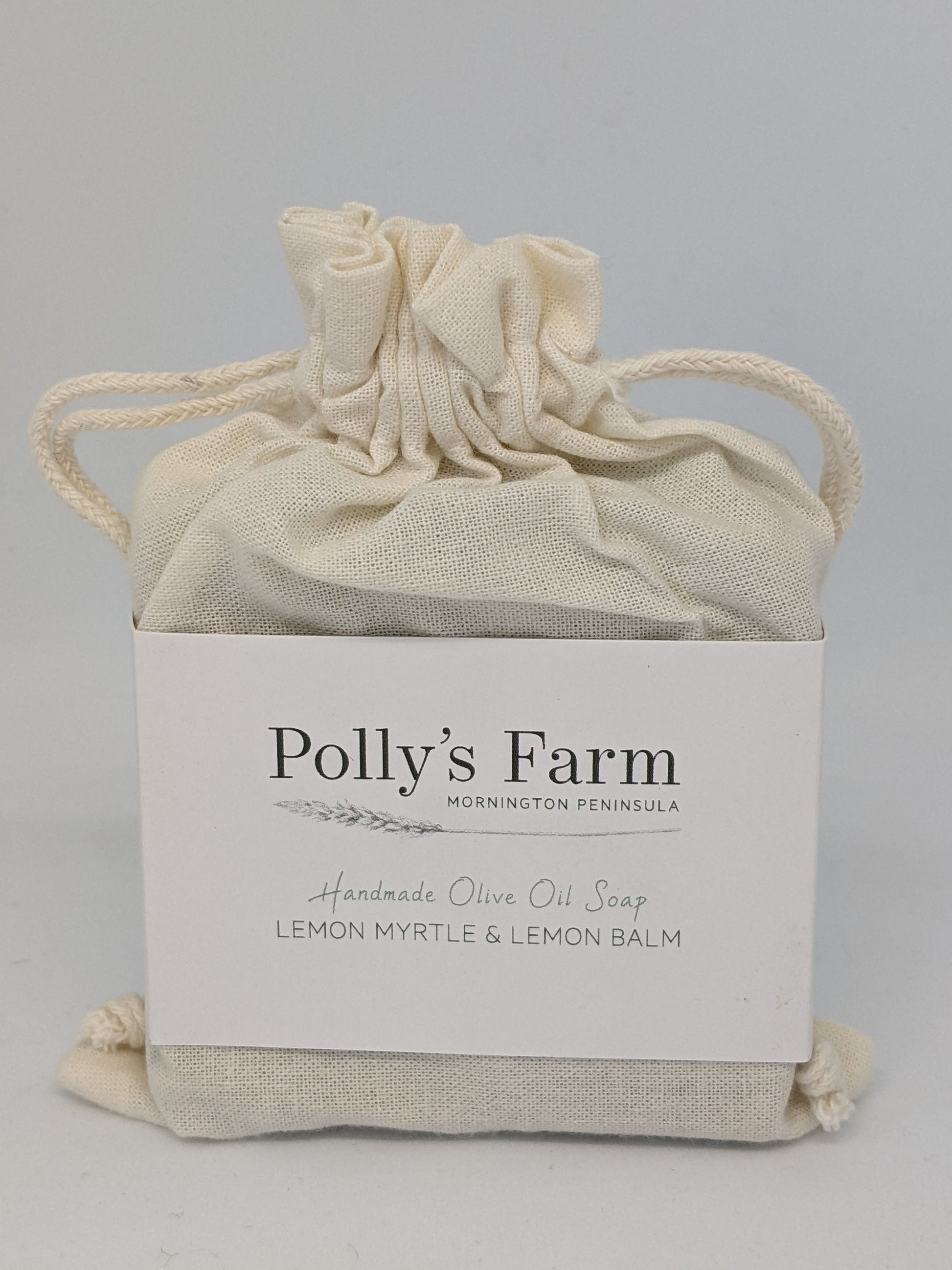 Handmade olive oil lemon myrtle artisan soaps by Polly's Farm Mornington Peninsula