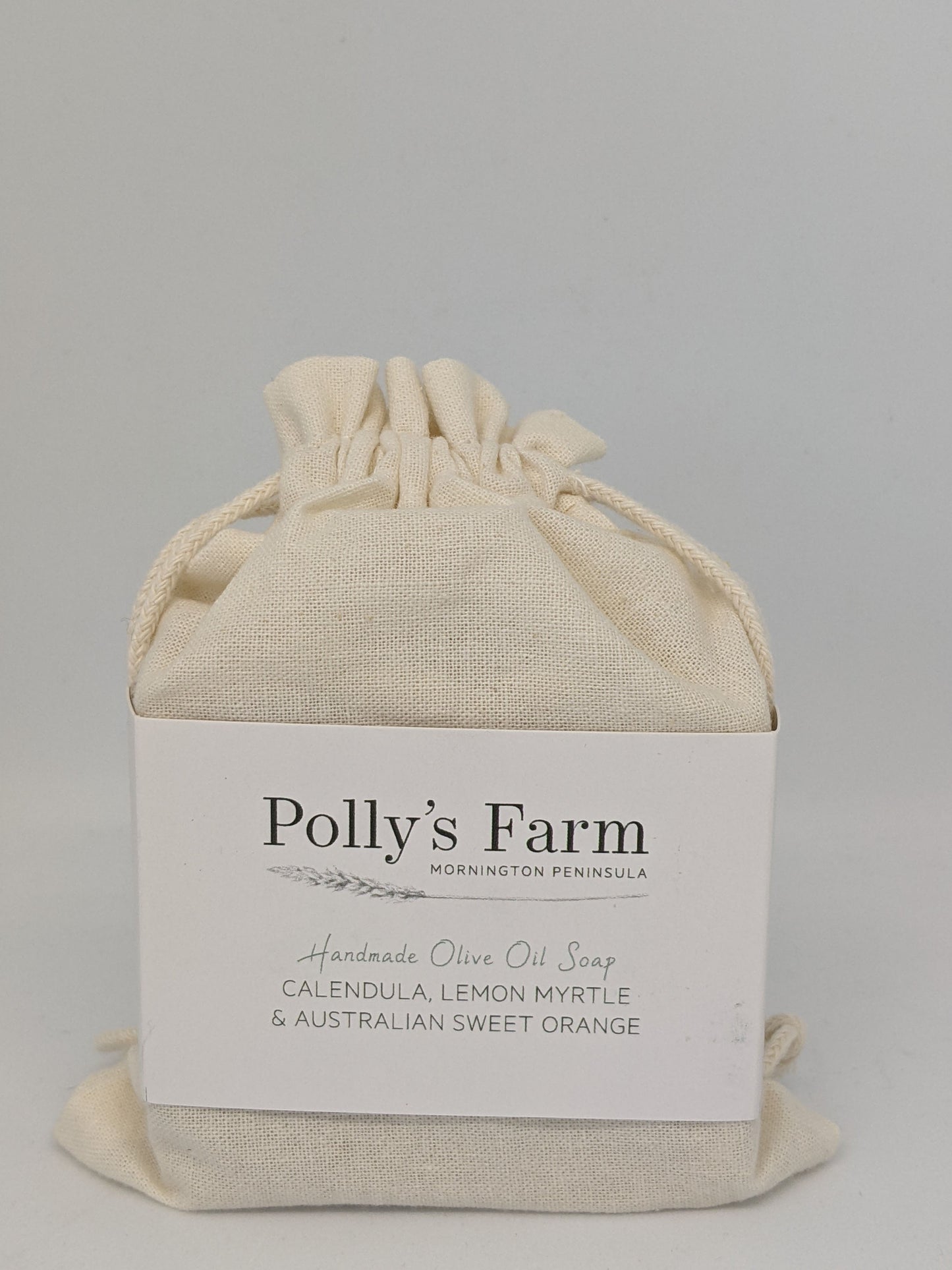 Handmade olive oil Calendula lemon myrtle artisan soap by Polly's Farm Mornington Peninsula