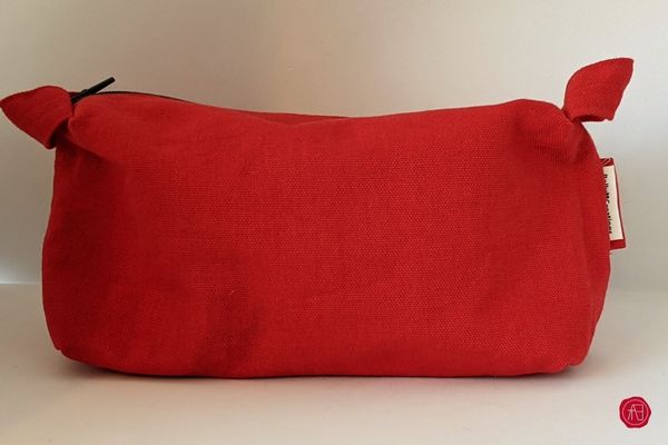 Red Handmade multi purpose toiletry bags zero waste gender neutral